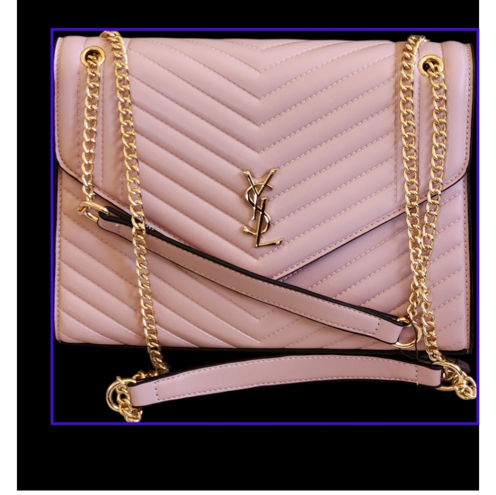 NEW Yves Saint Laurent Blush Chevron Shoulder Bag - Picture 2 of 4